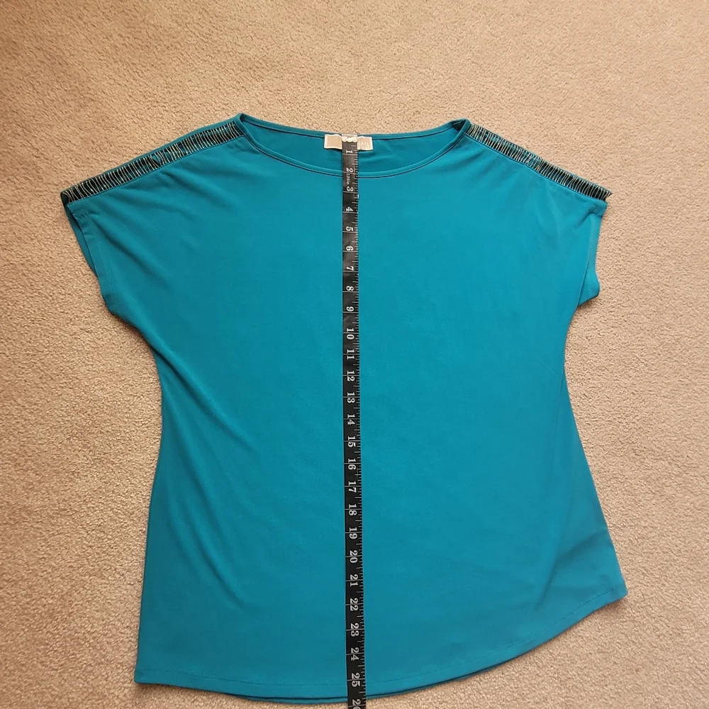 Like New Michael Kors Aqua Blue Short Sleeve Relaxed Blouse - Size L